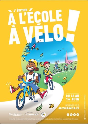 Affiche à l'école à vélo